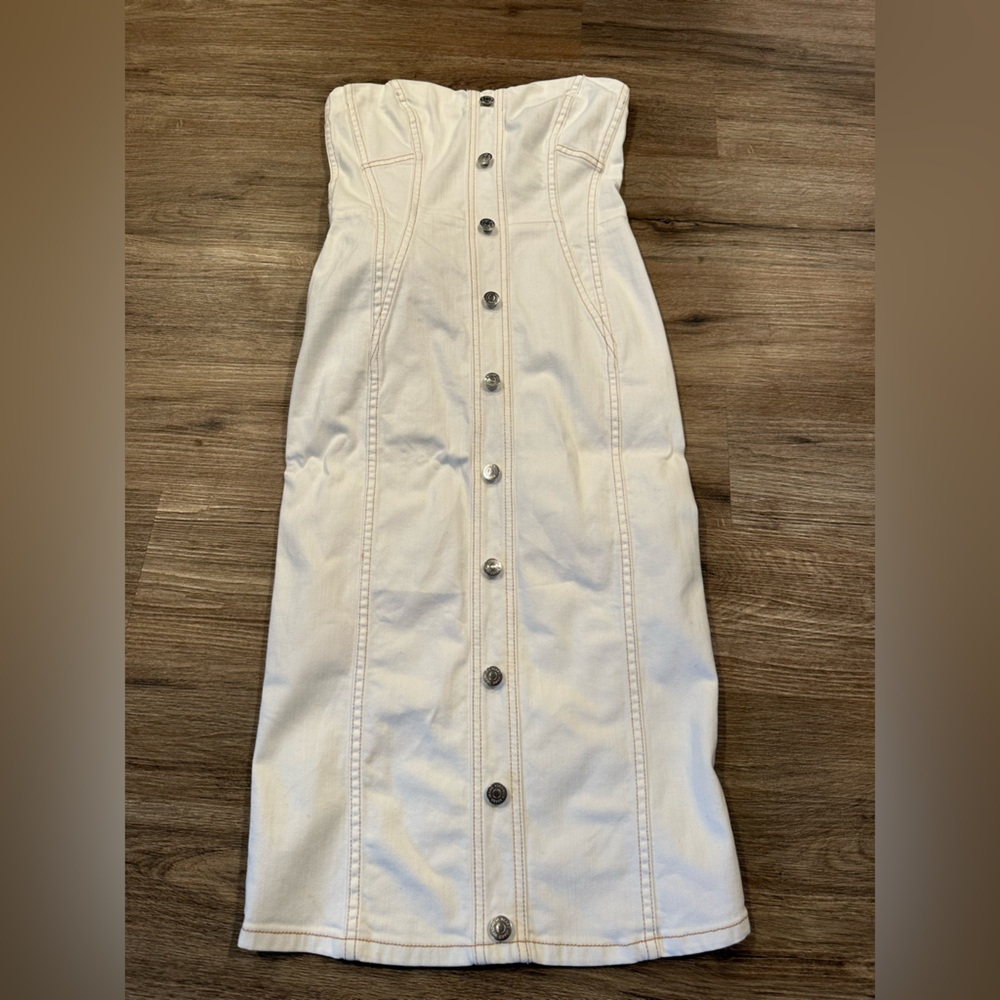 Veronica Beard size 0 white button denim midi dress